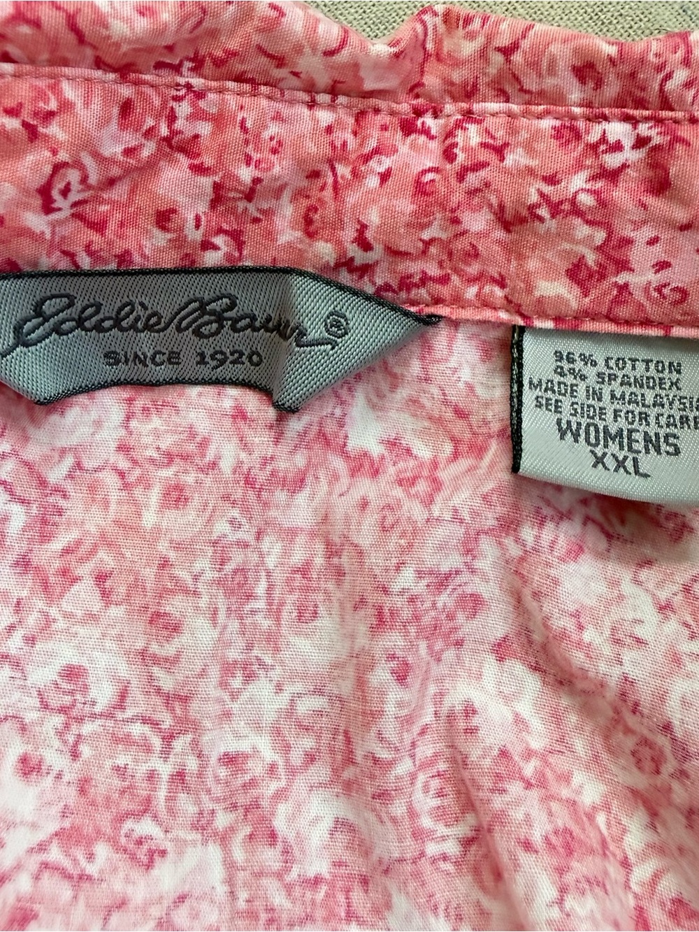 Eddie Bauer Pink White Floral Button Down Blouse Short Sleeve Top Plus Size XXL - Picture 4 of 13